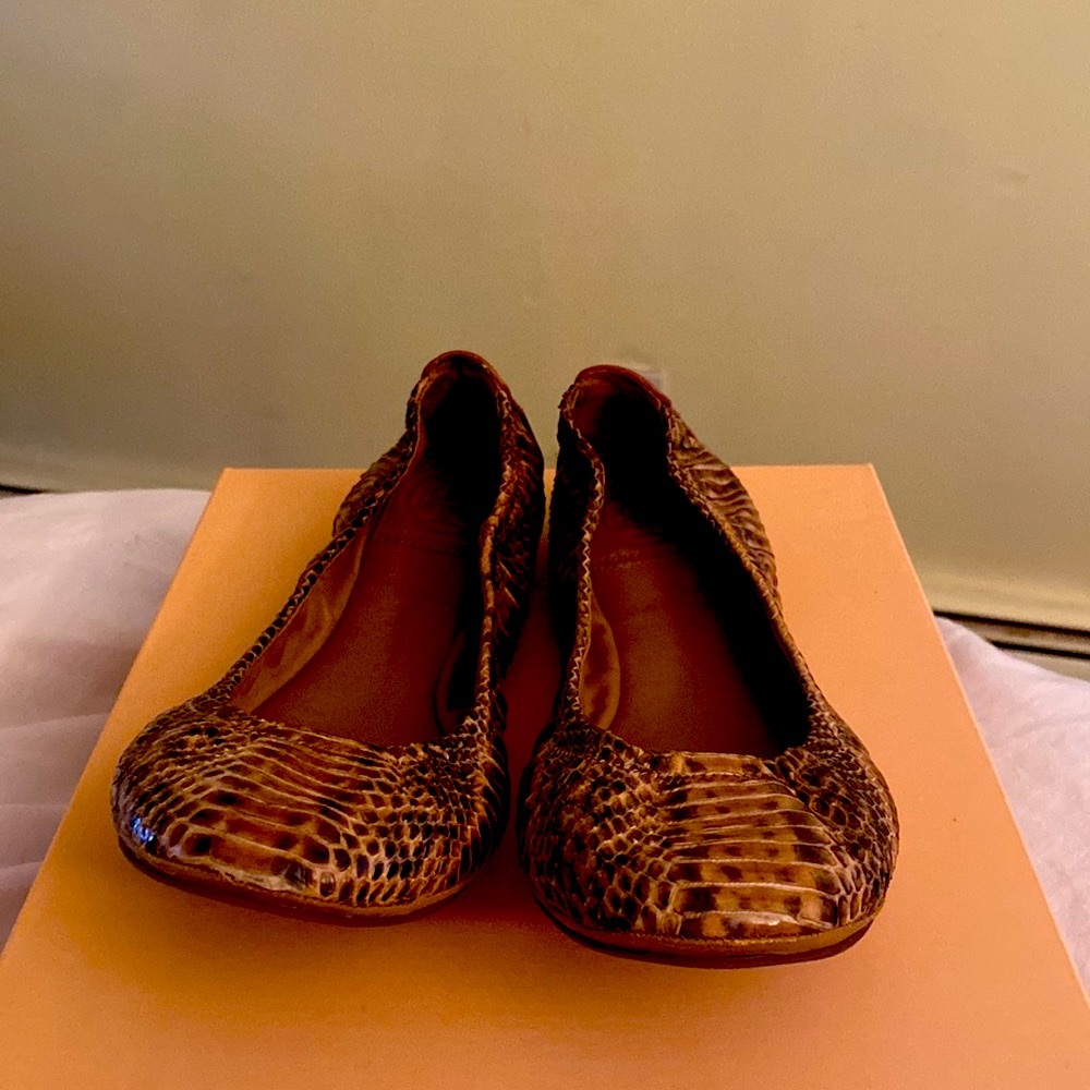 Tory Burch Python Snake Logo Flats - image 5